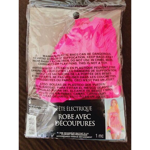 Amscan Electric Dance Party CutOut Dress Costume Pink 80s Rockstar Club One Size - Picture 2 of 3